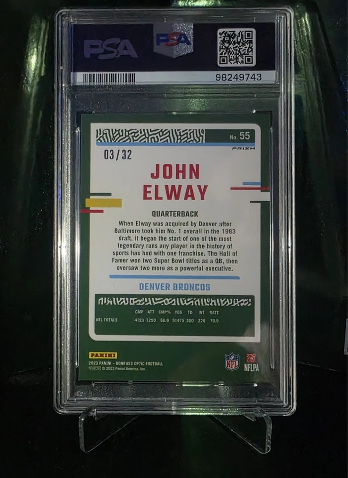 Panini Donruss Optic John Elway #55 Shield 2023/32 Denver Broncos PSA 9 Foto 2 de 4