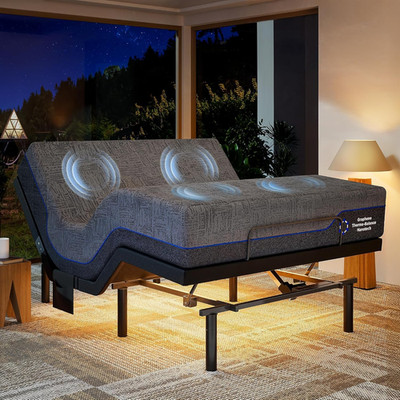 Queen Adjustable Bed Frame with Massage, Electric Adjustable Bed Base with Head