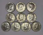Kennedy half dollar, 40 percent silver, lot of 10 coins, $5.00 face value.