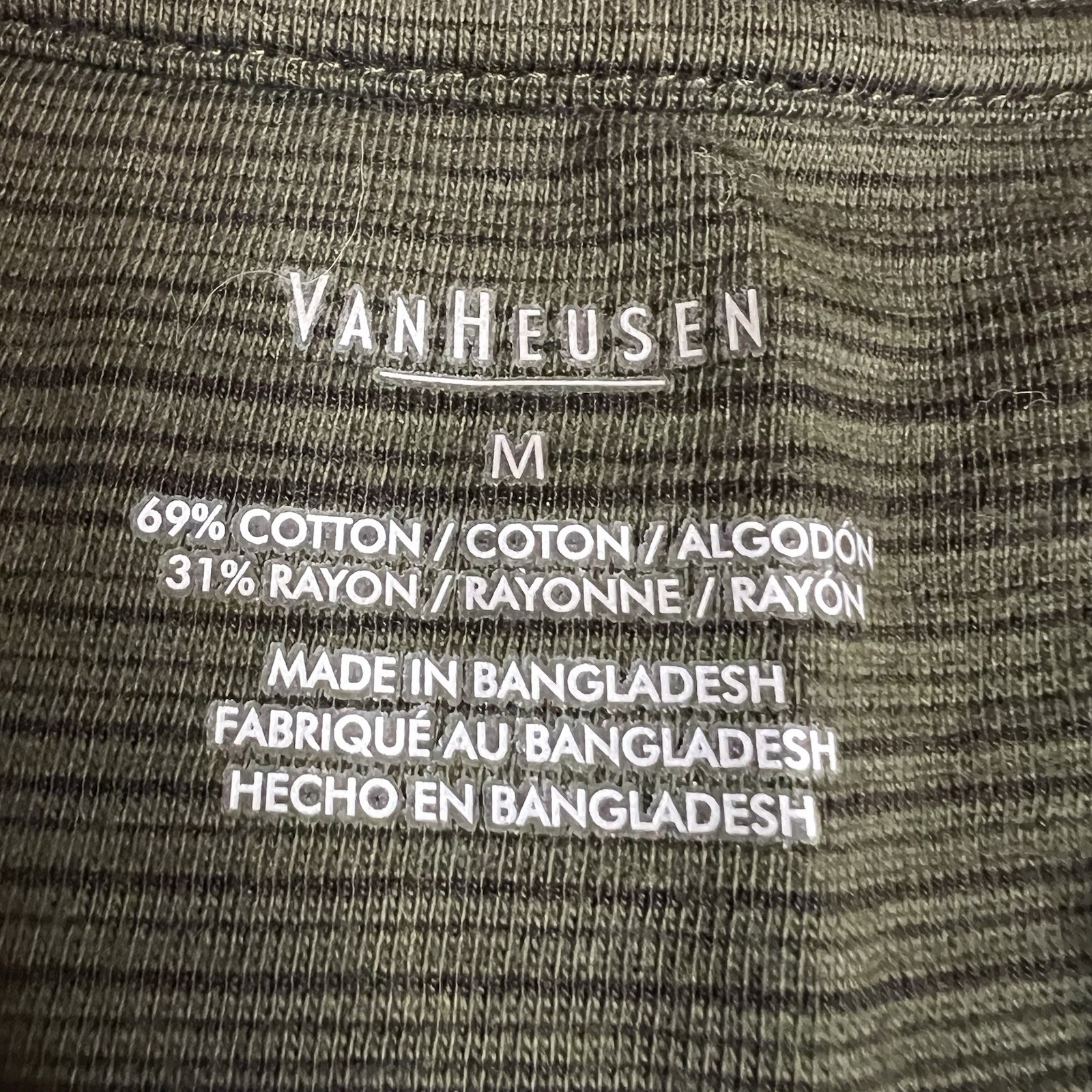 Van Heusen NWT gray/green v neck Cotton Blend Striped T-Shirt Men's Medium thumbnail 4