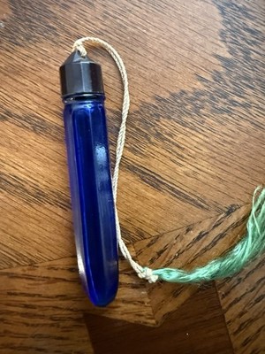 Vintage Cobalt Blue Glass Lay Down Perfume Scent Bottle 3  Estate
