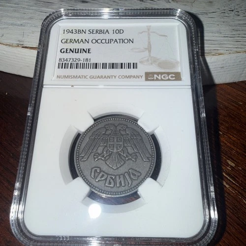 1943BN Serbia 10D German Occupation  NGC Genuine