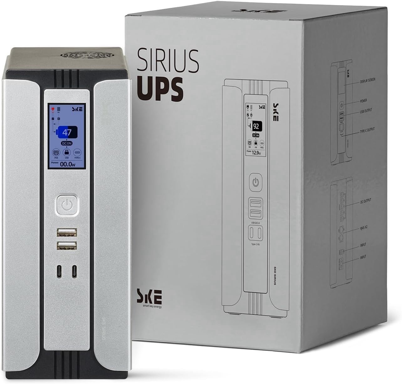 UPS Battery Backup Power Supply Surge Protector for Router Modem 30000mAh LCD
