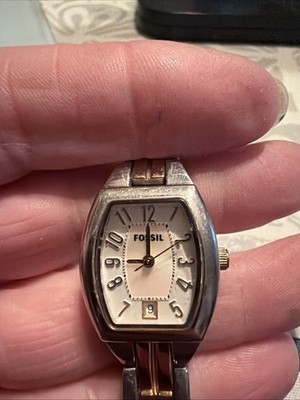 Fossil MOP (Mother Of Pearl) Two Tone Tank Style Watch- ES- 2074