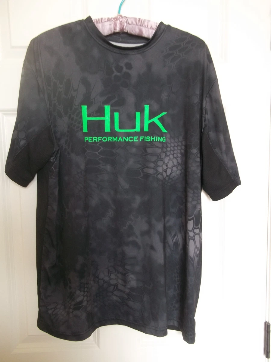 T-shirt Homme Huk Pêche – Bleu Clair, Taille S, Manches Courtes, Logo Graphique