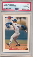 PEDRO MARTINEZ 1992 BOWMAN #82 RC ROOKIE LOS ANGELES DODGERS PSA 10 GEM MINT
