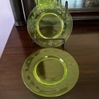 vaseline canary yellow depression glass plates - Price Cut in Half-Was $80