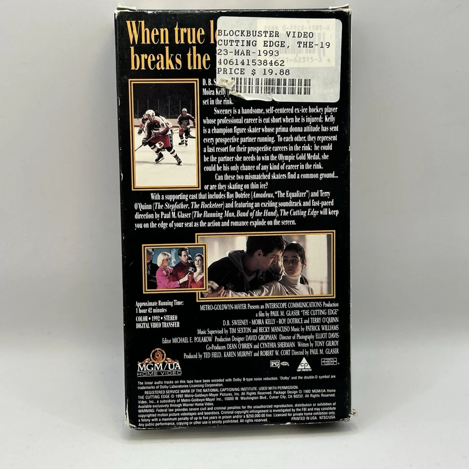 The Cutting Edge VHS 1992 Video Tape Vintage 90s Hockey Romance Movie Rare - Image 2 of 4