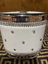 NWT Bella Lux Oval Double Toothbrush Holder White Rhinestones