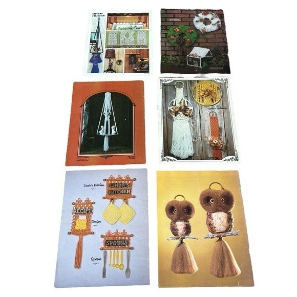 VTG 6-Piece Macrame Booklets Patterns and Instructions Wall Decor Plant Hangers - Image 2 of 4