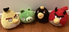 Lot Angry Birds Plush Toy Commonwealth 2010 Tags Bomb Red Green Pig Yellow 6-8in