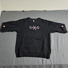 NWOT Enza Medium Black 3/4 Sleeve Pullover Flower  Heart Women's Sweatshirt