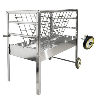2 in 1 Hay Feeder W/Wheels Galvanized Steel 65LBS Livestock Feeder Trough