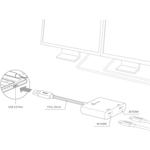 j5create - USB 3.0 to Dual HDMI Multi-Monitor Adapter - Silver - 第 4/5 張圖片