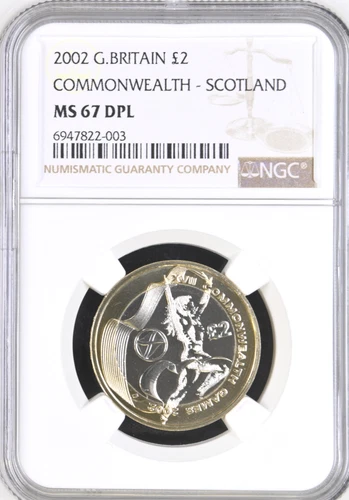 2002 £2 Two Pound Scotland Commonwealth NGC MS67 DPL Games Britain Uncirculated