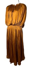 NWT Current Air Los Angelos Burnt Mustard Yellow Dress Satin Cocktail Flowy S