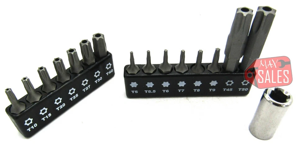 16pc Security Torx Bit Set Tamper Proof Star T5 T7 T10 T15 T20 T25 T30 T40 T50 - Image 3 of 4
