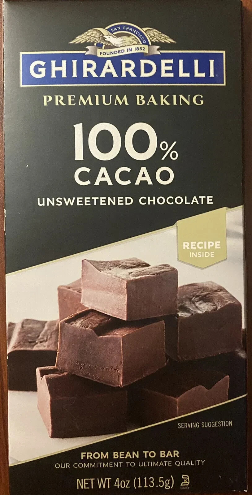 Barra para hornear Ghirardelli Premium chocolate sin azúcar 100 % cacao barra de 4 oz
