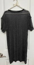 SHEIN Black Glitter Mesh Tunic Dress Size S | Sheer Sparkle Cover-Up Tunic/Dress