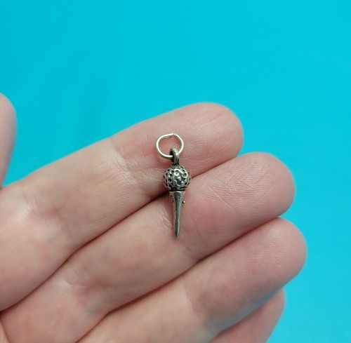 Darling .925 Sterling Silver Golf Ball And Tee Charm Bracelet Necklace Marked - Picture 6 of 10