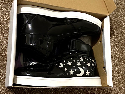 NEU EARSOON SCHWARZ LACK LED LEUCHTEND HOHE SNEAKER STIEFEL UK 3 3,5 4 6 6,5