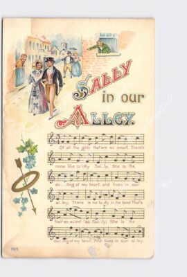 PPC Postcard Greetings Music Words Alley In Our Alley Embossed Man Woman Walking