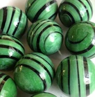 Glass Marbles Game Shooters 1"  - 10 pcs Green w/black stripes