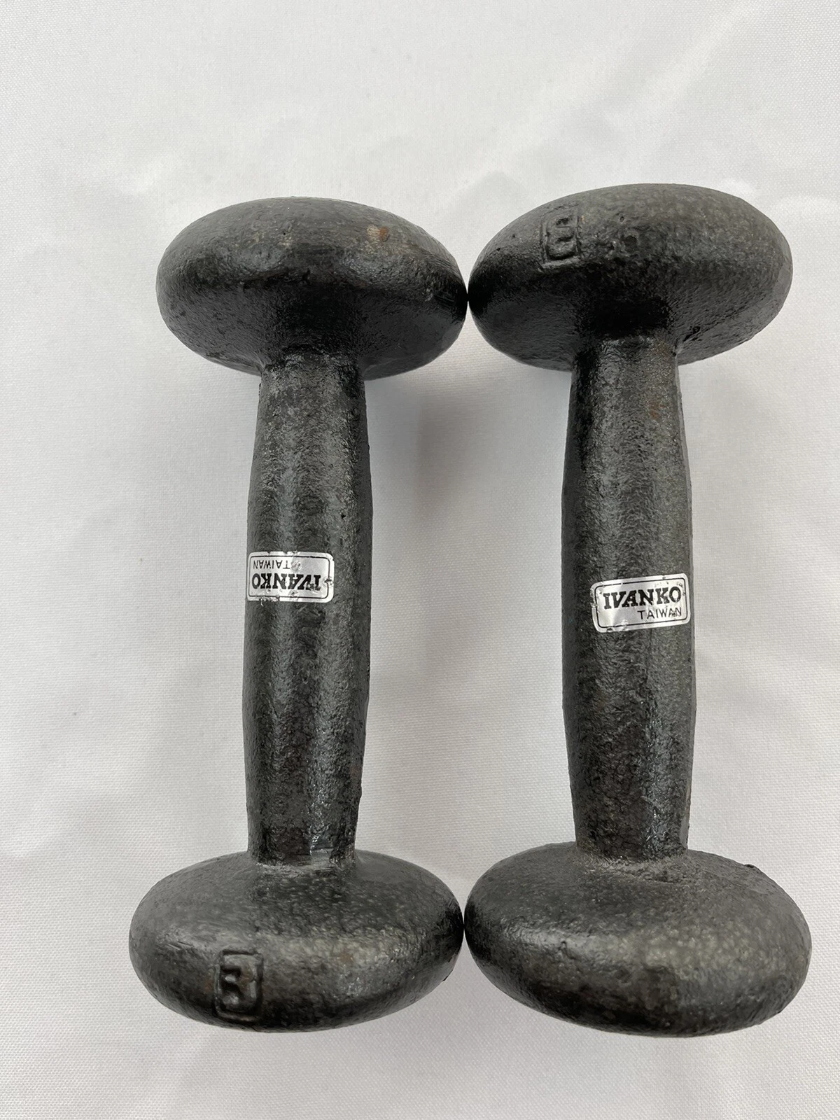 Ivanko Buns (2) 3 Pounds Rare Roundhead Globe Bun Taiwan Made Vintage Dumbbells