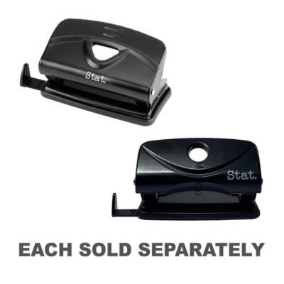 Stat 2 Hole Puncher Small 10 Sheets Black Steel Construction Removable Tray