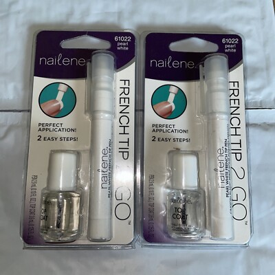 2 pack lot Nailene French Tip To Go Pearl White For Fingers And Toes 61022