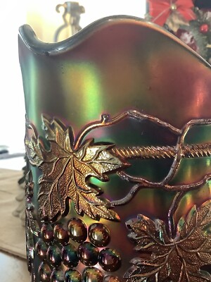 Antique Northwood Carnival Glass Pitcher - Grape and Cable