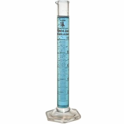 10ml Graduated Cylinder, Glass, Hex Base, Karter Scientific 213I10 (Single)