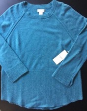 Suéter ST. TROPEZ WEST 100 % Cachemira Azul Multi Cesta Tejido Borde con Cremalleras L