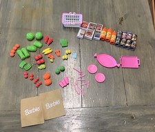 Lot Of 67 Vintage 1990 Barbie Fruits, Vegetables, Can Goods, Soda, Utensils, Etc