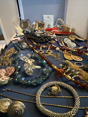 Antique Vintage Junk Drawer Jewelry Lot Estate Sale Find Lot AAA 42