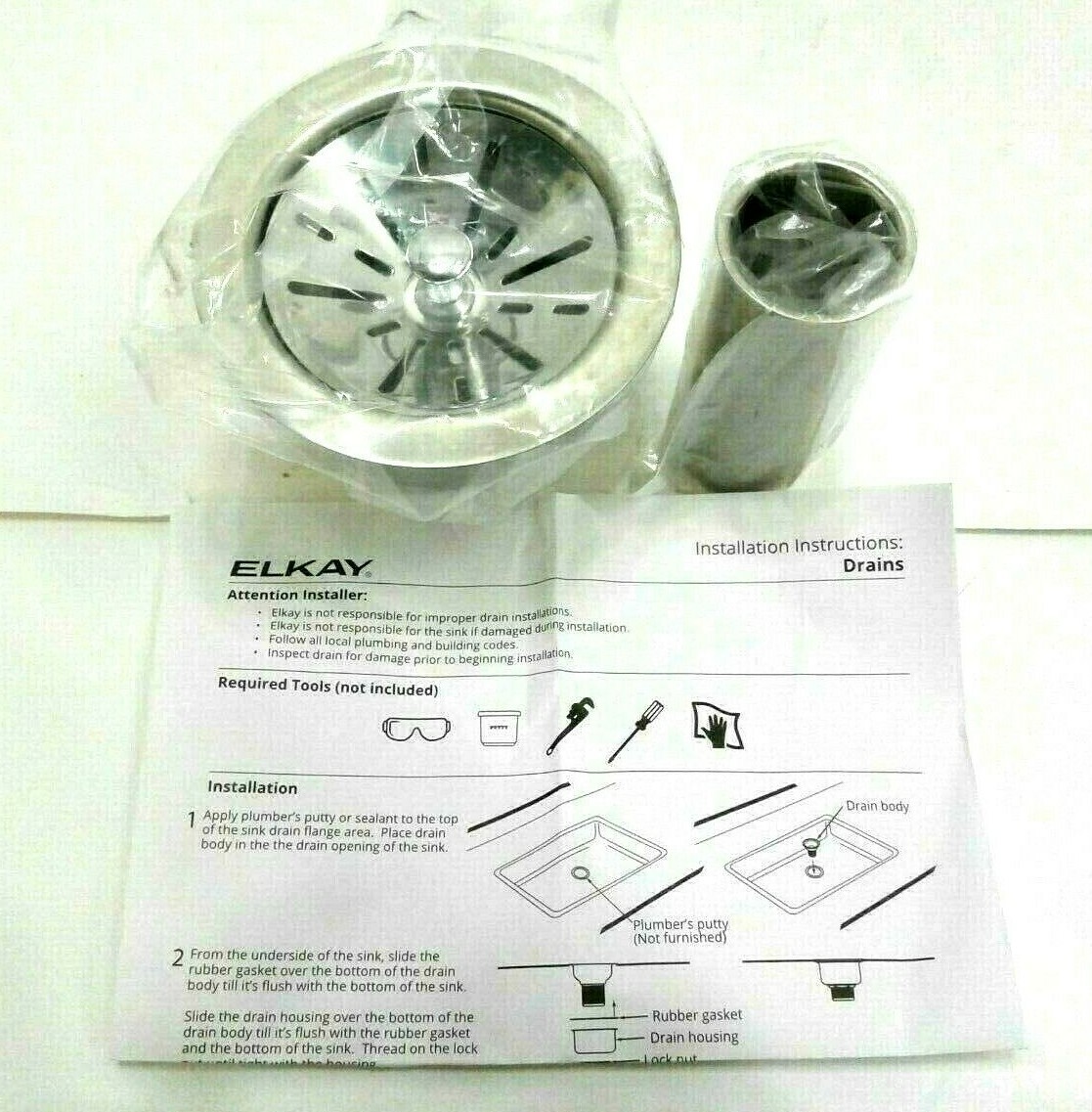 Elkay LK99 Stainless Steel 3 1/2" Basket Strainer & Tail Piece For