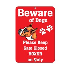 BOXER DOG Beware of Fun Novelty METAL Sign