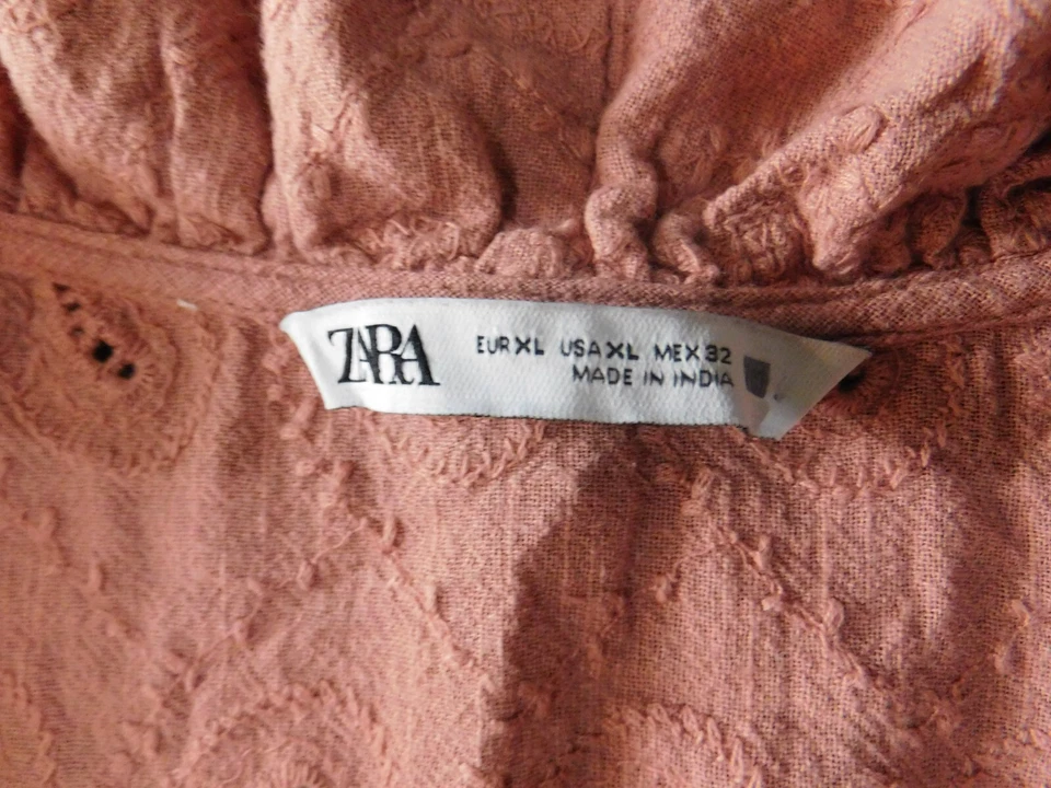 Zara Mujer Top XL Rosa Paisley Top Pullover Clásico Cuello en V Hueco Foto 4 de 4