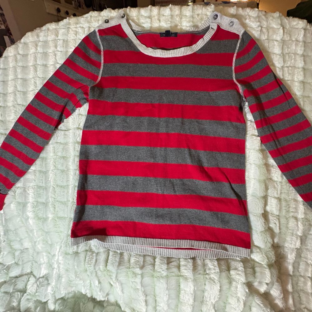 Tommy Hilfiger Womens Red/Gray Scoop Neck Sweater L-10324