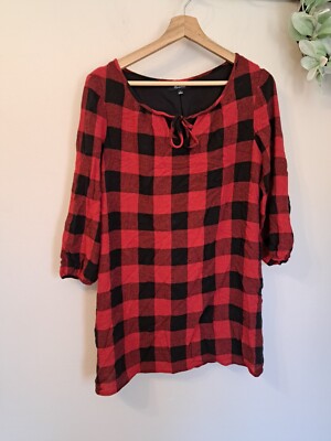 black and red plaid dress womens 1950s Red Tartan Plaid Cotton Swing Dress – Unique Vintage main image 0