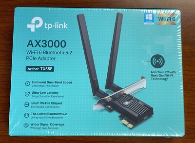 TP-LINK Archer TX55E AX3000  Wi-Fi 6 + Bluetooth 5.2  PCIe Gaming Adapter Card
