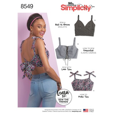 SIMPLICITY 8549 MISSES KNIT & WOVEN BH TOPS Schnittmuster Größen XXS-XXL