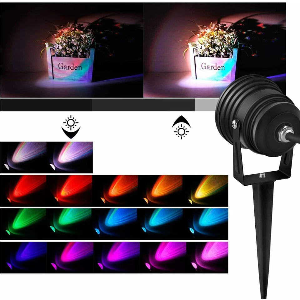LED Gartenspots RGB Gartenstrahler mit Fernbedienung Gartenbeleuchtung außen 10W - Bild 2 von 4