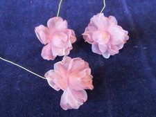 Pink Mauve Vtg Millinery Flower 1 1/2" Delicate semi Sheer Blooms 3pc Lot Y152