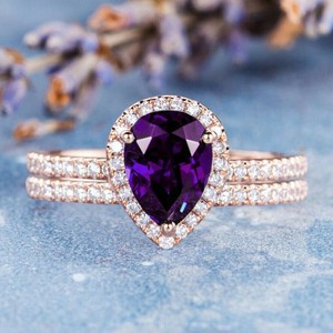 Paisley Diamond Wedding Band With Purple Topaz In 14k White Gold Fascinating Diamonds