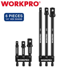 WORKPRO 6PC Socket Adapter Extension Set 1/4 3/8 1/2 Drive Impact Extension Bits