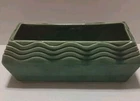 Vintage McCoy USA Planter Rare Color Green Wave Pattern Art Deco