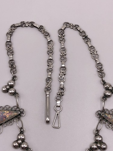 Vintage Mexico Foil Glass Opal Sterling Silver 925 Necklace Earring Set - Picture 6 of 15