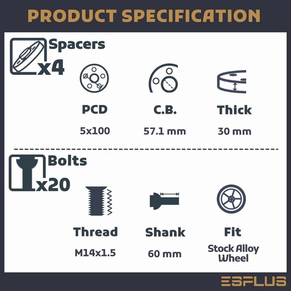 4 центральные прокладки ступицы 30 мм Volkswagen 5x112 57,1 мм подходят для Golf/ID/Jetta/Passat - Изображение 2 из 4