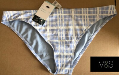 Weiß Blau Marks & and Spencer M&S Bikinihose Bademode Strand Übergröße